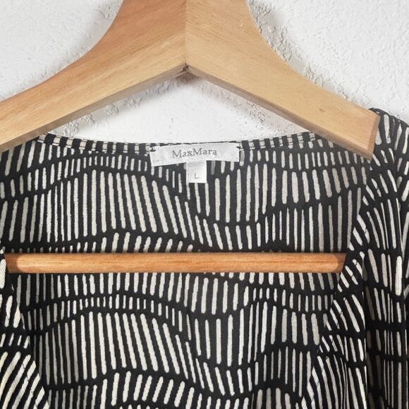 MaxMara Black White Geometric Print Short Sleeve Top Size L - Picture 3 of 5